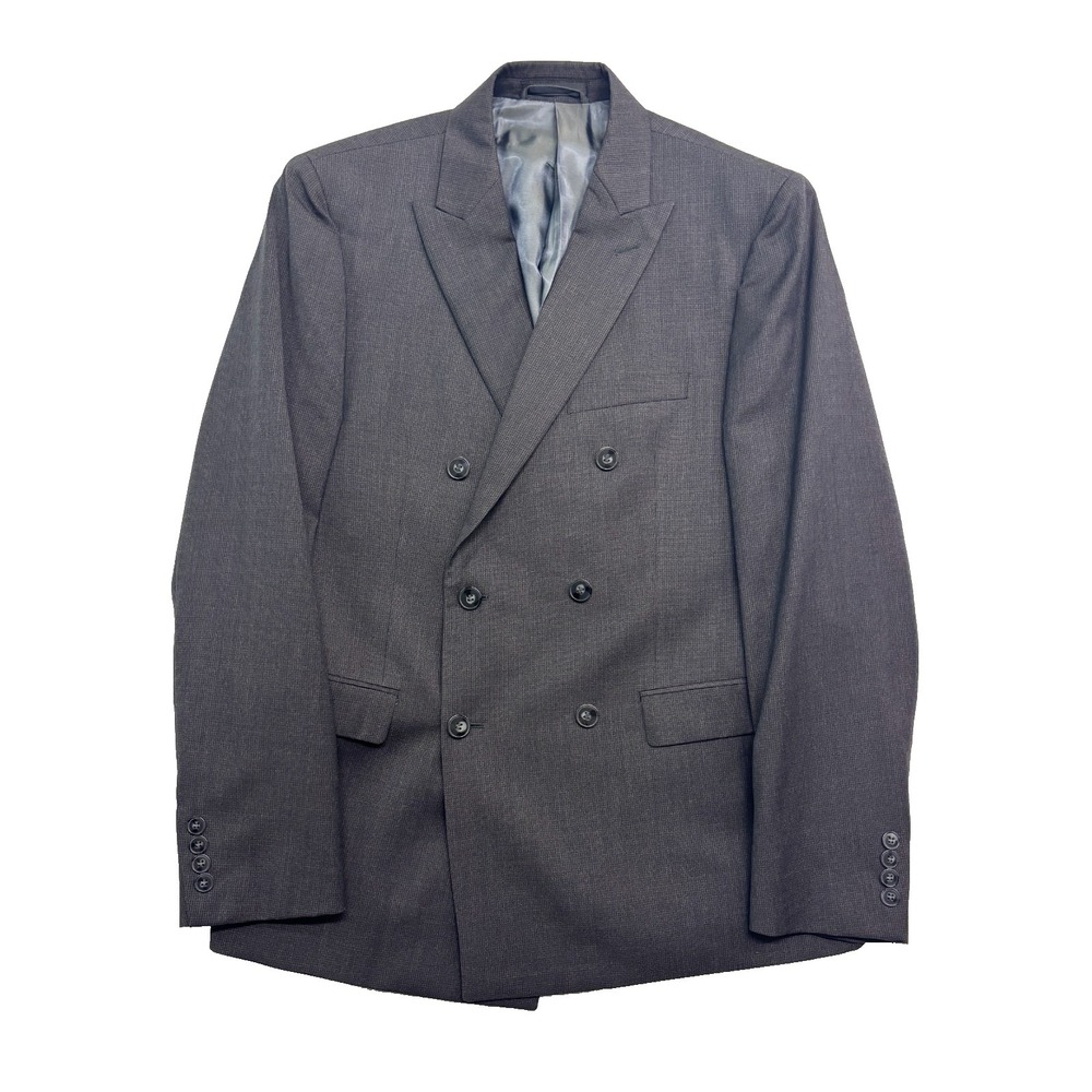 Calvin Klein 40R Slim Fit Charcoal Double Breasted Blazer Jacket Sport Coat Wool